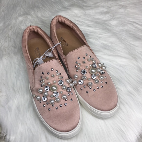 sneakers with pearls and rhinestones
